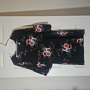 Belongsci Floral Shirt Dress Bell Sleeve Size M